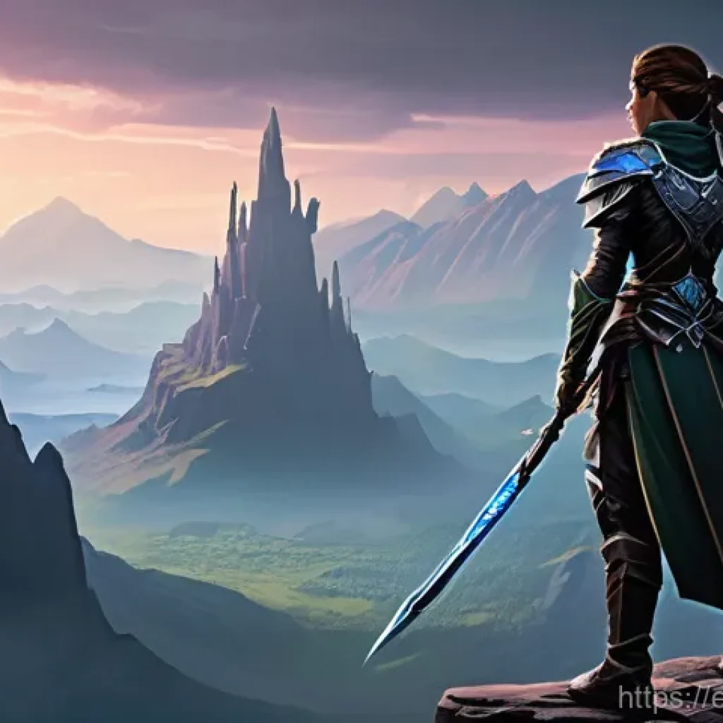 히트2 정기 업데이트 리뷰 - **Prompt: "Whispering Peaks Exploration"**
    A lone, heroic female adventurer, clad in intricate, ...
