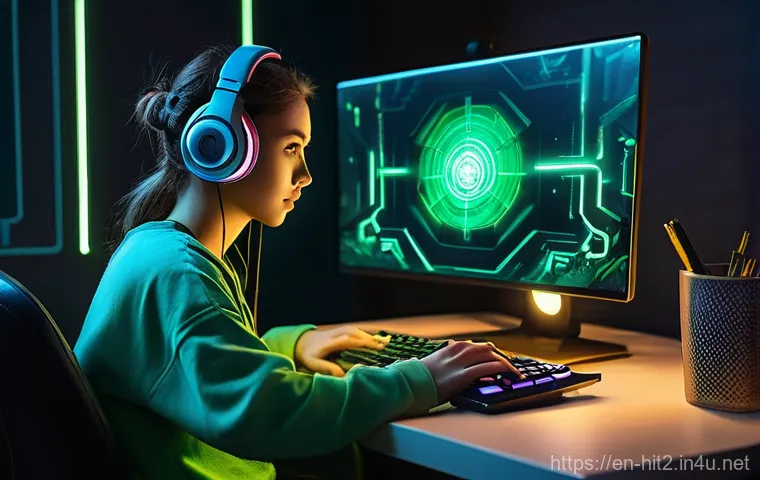 히트2 에너지 관리법 - **Prompt: "A young female gamer, in her late teens, sits comfortably in a futuristic yet cozy gaming...