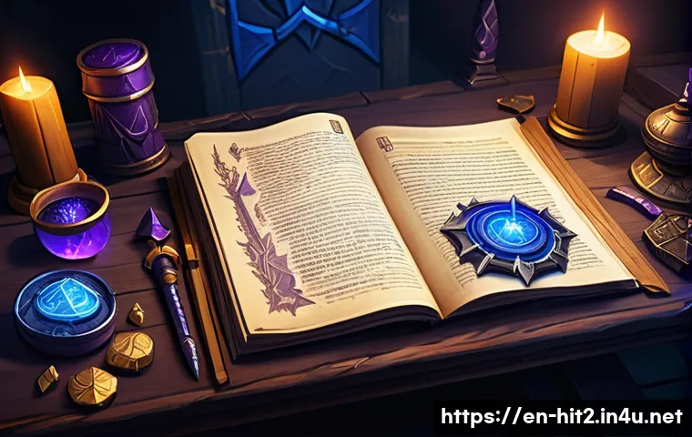 히트2 아이템 분해 효율 - A detailed fantasy RPG inventory scene featuring a player character carefully sorting high-rarity we...