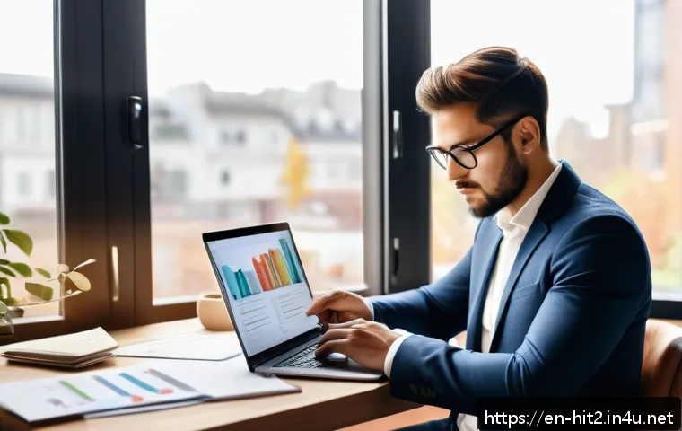 히트2 주간 콘텐츠 활용법 - A modern, bright home office scene featuring a diverse young professional writing content on a sleek...