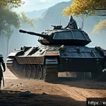 히트2 신규 유저 공략 - A dynamic fantasy battle scene featuring a diverse team of three characters: a heavily armored tank ...